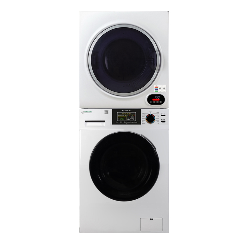 Pemberly Row Power Touch Compact 110V Washer & 220V Vented Digital 4cf Dryer