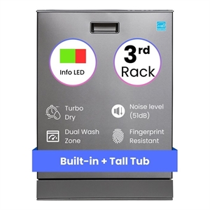 Pemberly Row 24&quot Stainless Steel Built-In Dishwasher with Top Control in Silver