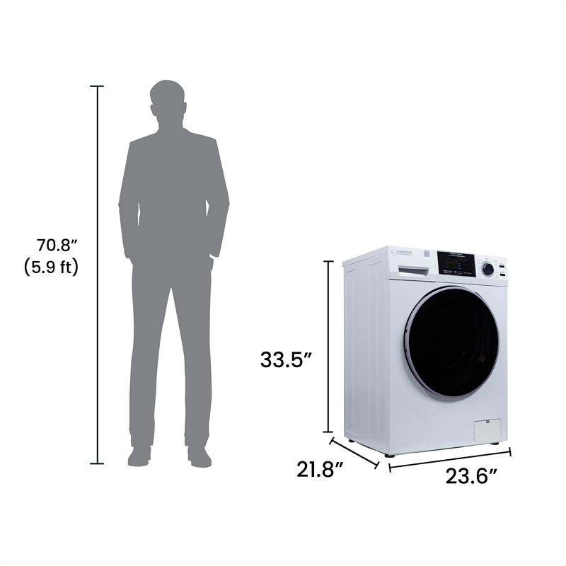 Pemberly Row Contemporary 1.62cf Plastic Washer Dryer in White