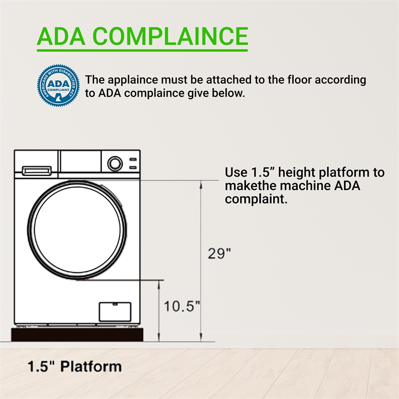 Pemberly Row Contemporary 1.62cf Plastic Washer Dryer in White