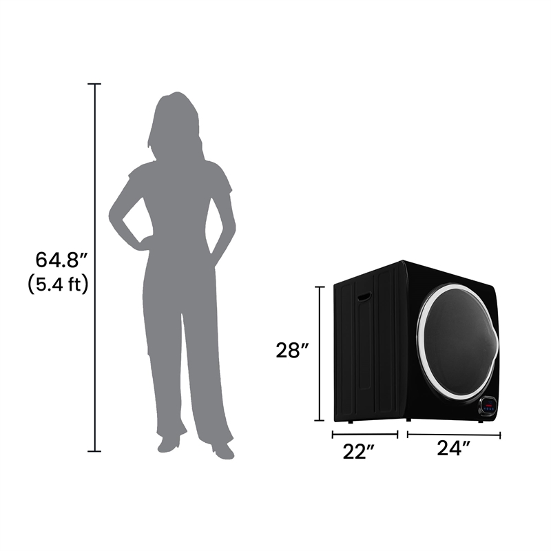 Pemberly Row 3.5 cu.ft. Compact Short Dryer with Digital Controls in Black