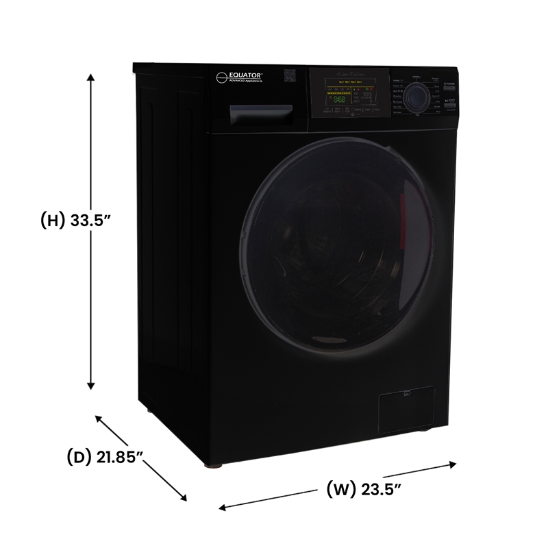 Pemberly Row 1.6 cu.ft./15 lbs Black Front Load Washer 15 Programs & Pet Cycle