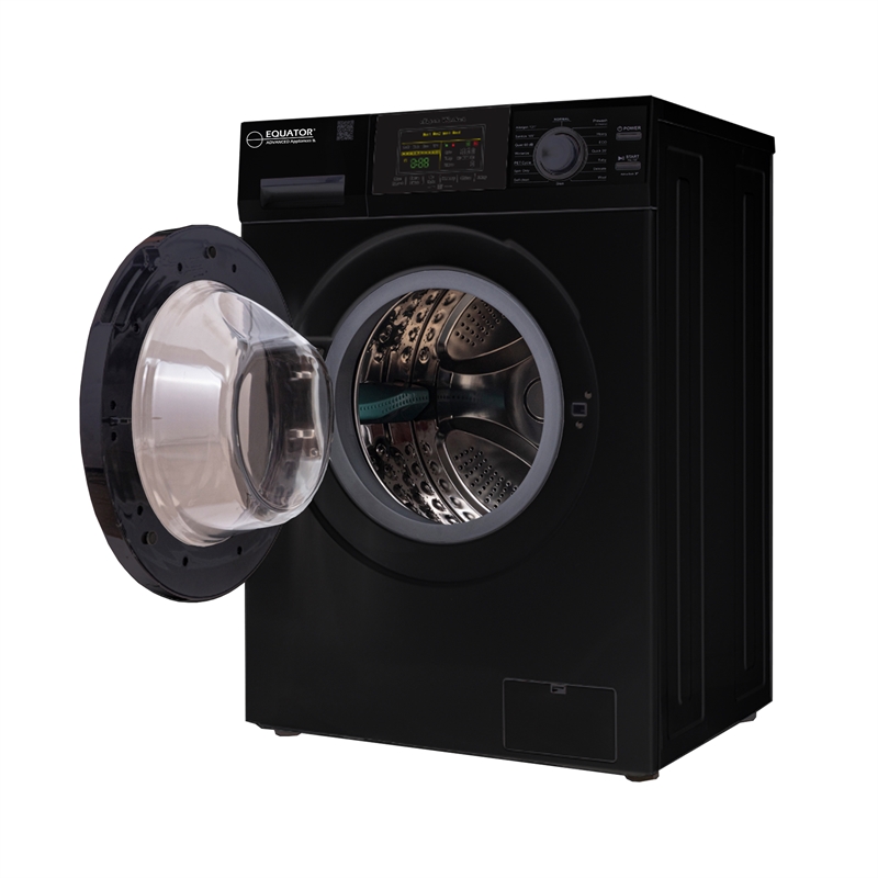 Pemberly Row 1.6 cu.ft./15 lbs Black Front Load Washer 15 Programs & Pet Cycle