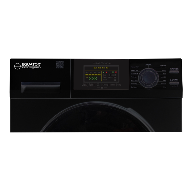 Pemberly Row 1.6 cu.ft./15 lbs Black Front Load Washer 15 Programs & Pet Cycle
