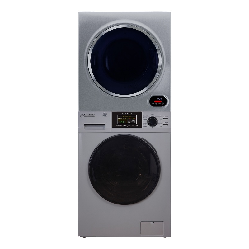 Pemberly Row 110V 1.6 cf Washer & 3.5cf Vented Digital Sensor Dryer in Silver