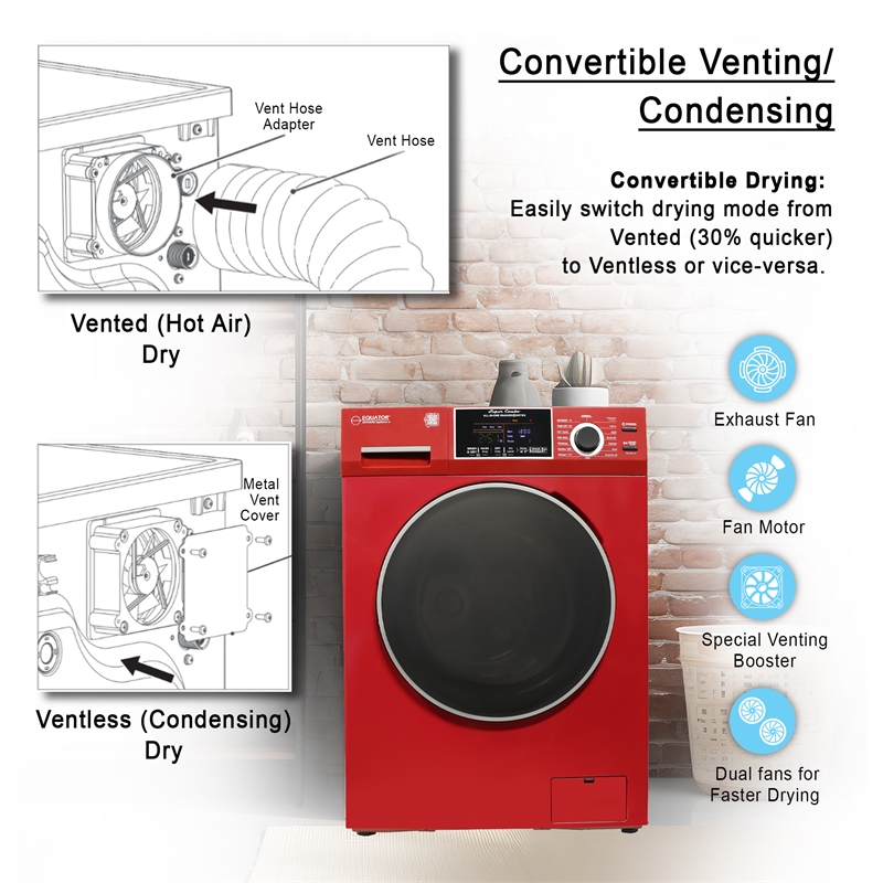 Pemberly Row All-in-One Washer Dryer Ventless/Vented Pet Cycle 1.62cf 110V