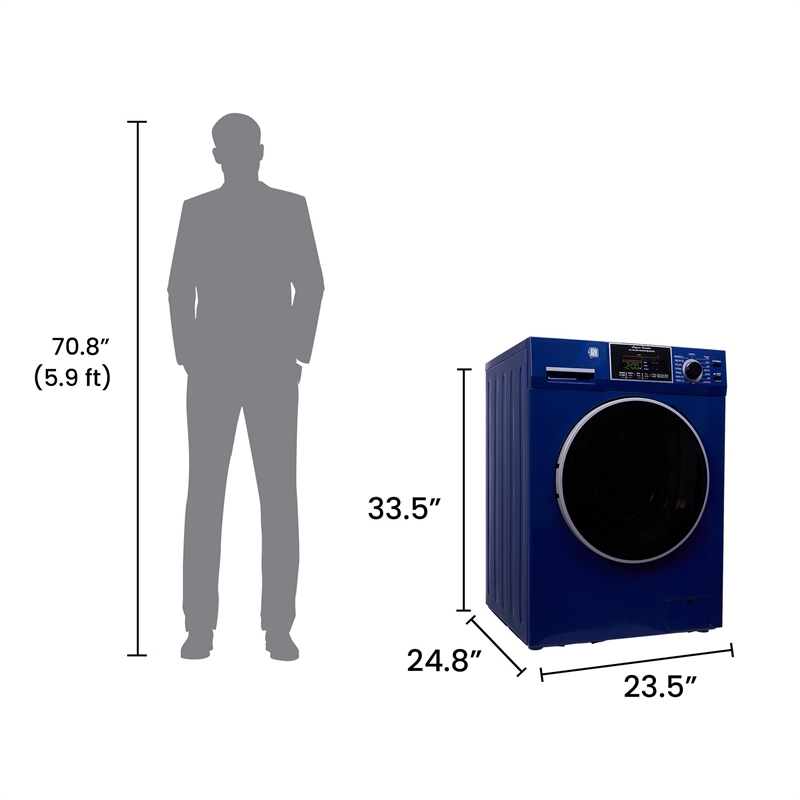 Pemberly Row Convertible Washer-Dryer 18lb/1.9cf Sanitize Allergen Cycle 1400RPM
