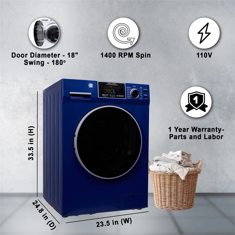 Pemberly Row Convertible Washer-Dryer 18lb/1.9cf Sanitize Allergen Cycle 1400RPM