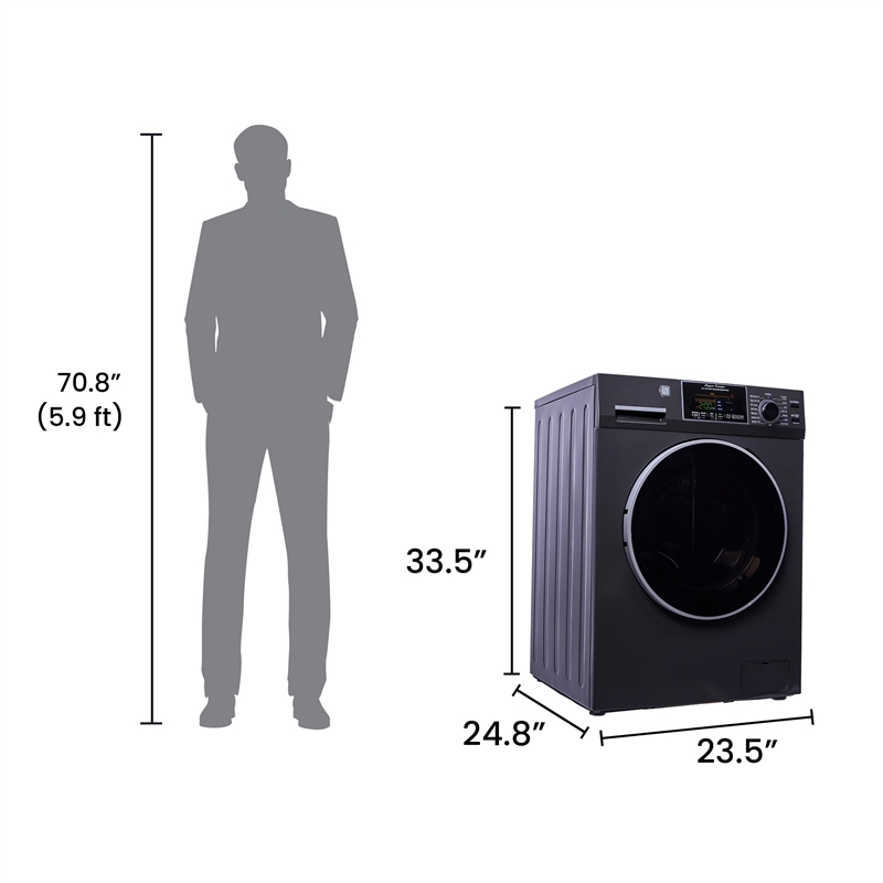 Pemberly Row All-In-One Convertible Washer-Dryer 18lb/1.9cf Sanitize Pet Cycle