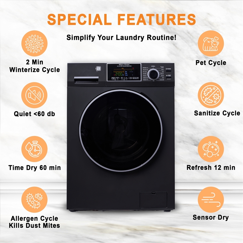 Pemberly Row All-In-One Convertible Washer-Dryer 18lb/1.9cf Sanitize Pet Cycle