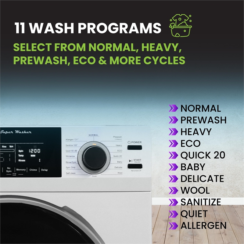 Pemberly Row Deluxe Matching 110VWasher 1.9 cu.ft &Vented Sensor Dryer 4 cu.ft