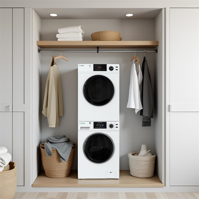 Pemberly Row Laundry Set 18 Lbs Washer 1.9cf&Vented Dryer 4cf Single Outlet 110V