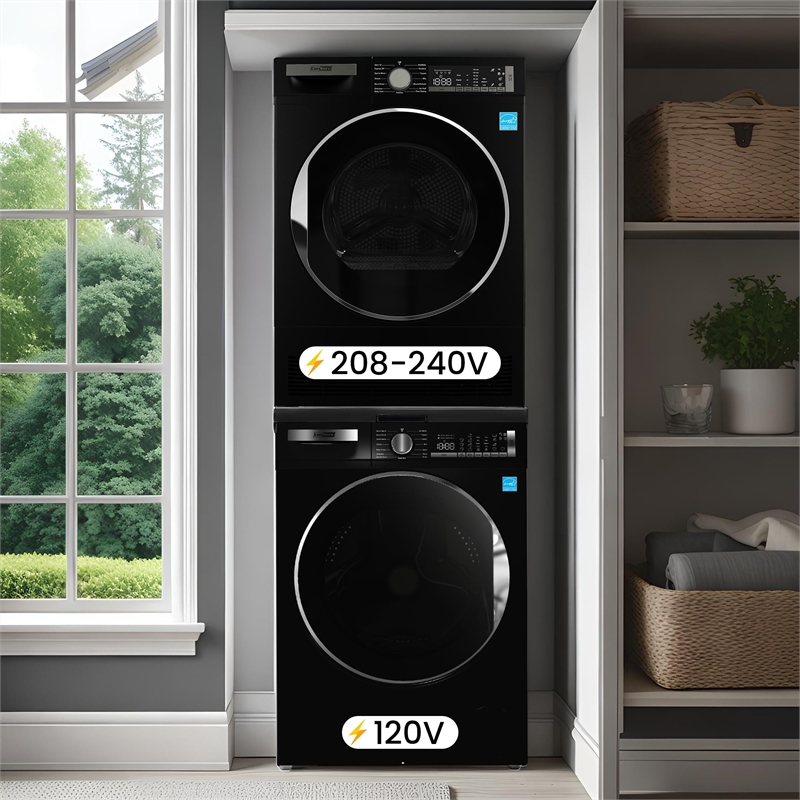 Pemberly Row E-STAR Stackable Washer2.2cf 110 V& Condensing Dryer 4Cf 220V