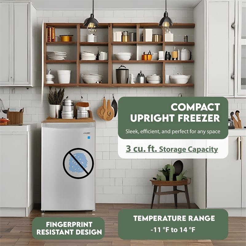 Pemberly Row 3cf Compact Upright Freezer Reversible Door Freestanding 110V