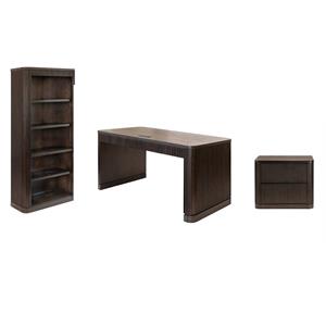 Pemberly Row Set of 3 Wood Office Writing Desk & Filing Cabinet & Bookcase