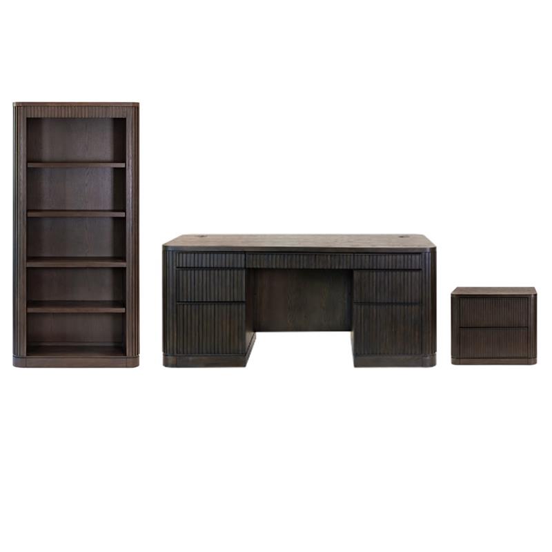 Pemberly Row Set of 3 Fully Assembled Office Desk & Filing Cabinet & Bookcase