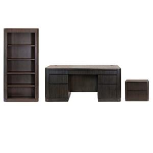 Pemberly Row Set of 3 Fully Assembled Office Desk & Filing Cabinet & Bookcase