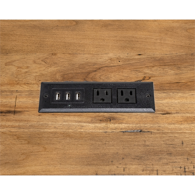 Pemberly Row Set of 3 Executive Desk w/ Power Center & Filing Cabinet & Bookcase