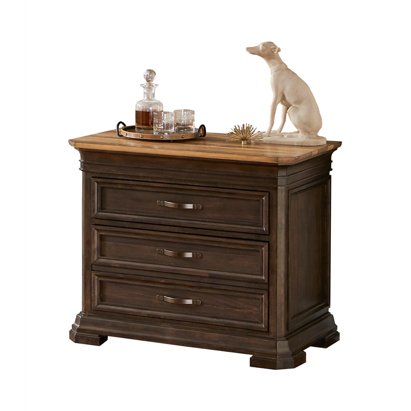 Pemberly Row Set of 3 Executive Desk w/ Power Center & Filing Cabinet & Bookcase