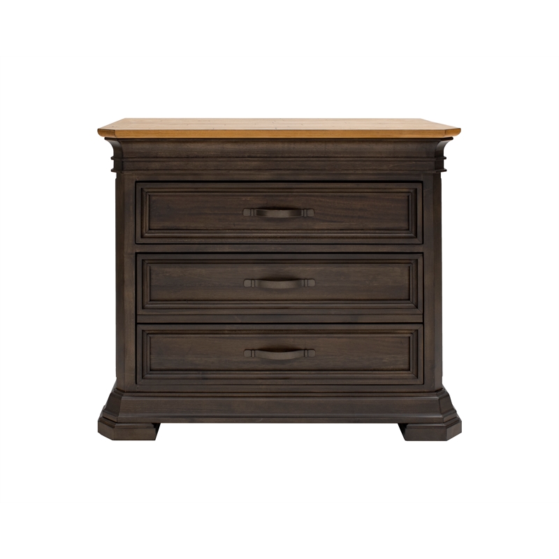 Pemberly Row Set of 3 Executive Desk w/ Power Center & Filing Cabinet & Bookcase