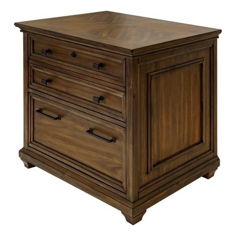 Pemberly Row Set of 3 Office Desk with Power Center & Filing Cabinet & Bookcase