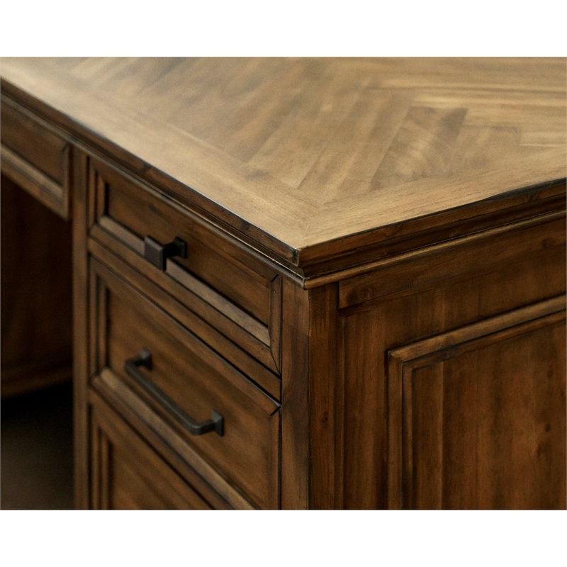 Pemberly Row Set of 3 Fully Assembled Executive Desk & Filing Cabinet & Bookcase