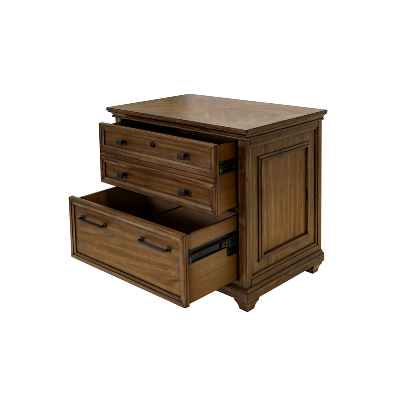 Pemberly Row Set of 3 Fully Assembled Executive Desk & Filing Cabinet & Bookcase
