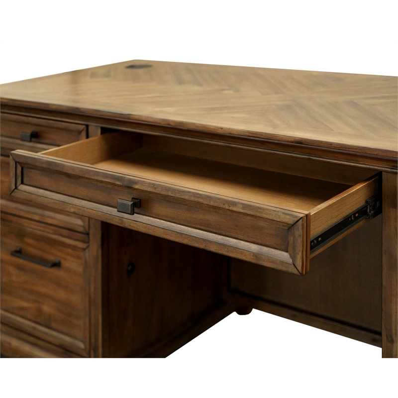 Pemberly Row Set of 3 Fully Assembled Executive Desk & Filing Cabinet & Bookcase