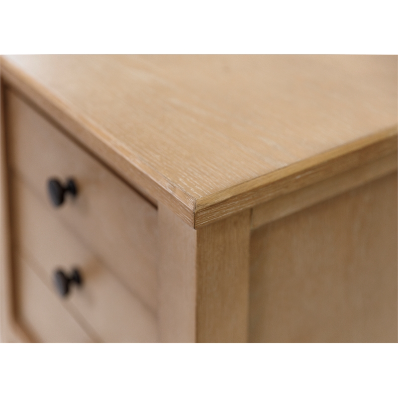 Pemberly Row Set of 2 Fully Assembled Wood Brown Desk & Lateral Filing Cabinet