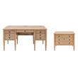 Pemberly Row Set of 2 Fully Assembled Wood Brown Desk & Lateral Filing Cabinet