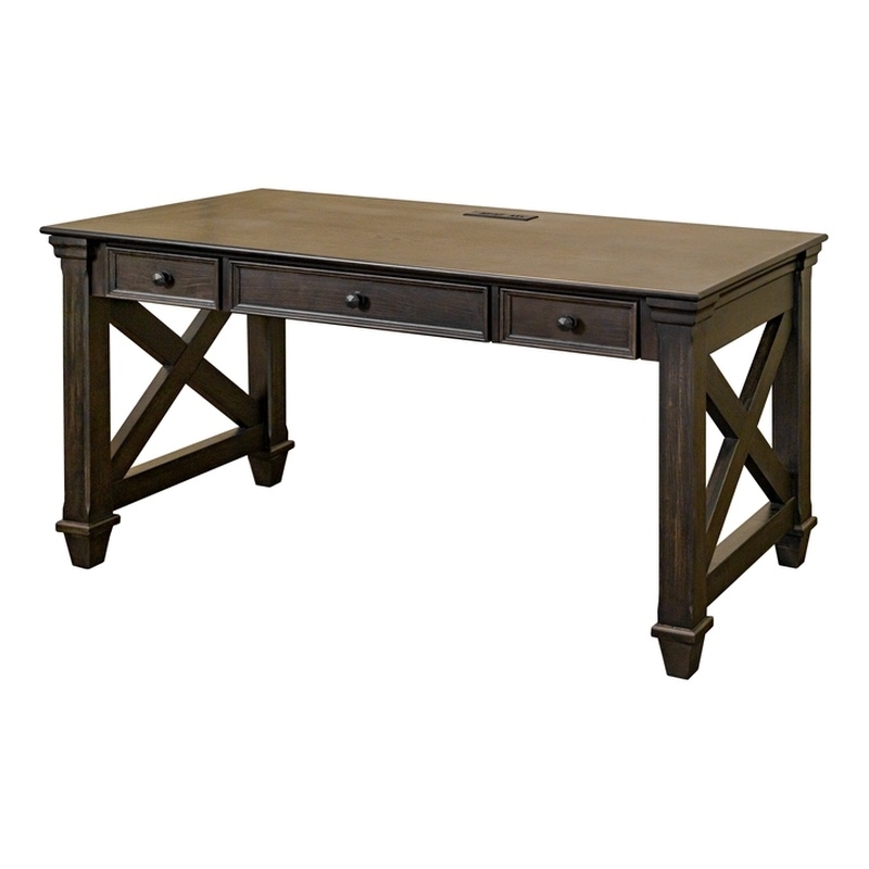 Pemberly Row Set of 3 Wood Office Writing Table & Filing Cabinet & Bookcase