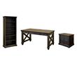 Pemberly Row Set of 3 Wood Office Writing Table & Filing Cabinet & Bookcase