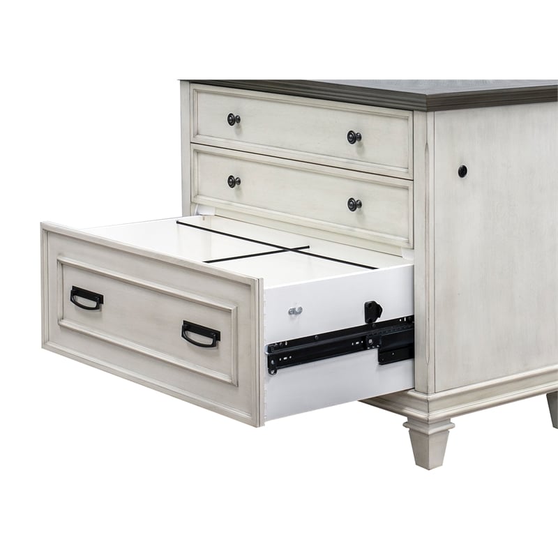 Pemberly Row Set of 3 Wood Credenza Office Desk & Filing Cabinet & Bookcase