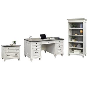 Pemberly Row Set of 3 Fully Assembled Office Desk & Filing Cabinet & Bookcase