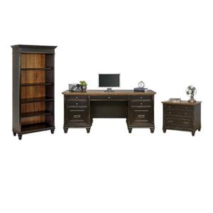 Pemberly Row Set of 3 Fully Assembled Office Desk & Filing Cabinet & Bookcase