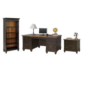 Pemberly Row Set of 3 Fully Assembled Office Desk & Filing Cabinet & Bookcase