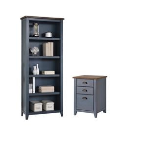 Pemberly Row Set of 2 3-Drawers Wood Filing Cabinet & 4-Shelves Bookcase