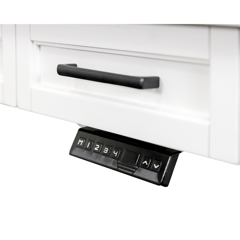 Pemberly Row Set of 3 Electric Sit/Stand Office Desk & Filing Cabinet & Bookcase