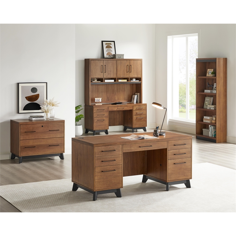 Pemberly Row Set of 3 Writing Office Table & Filing Cabinet & Bookcase