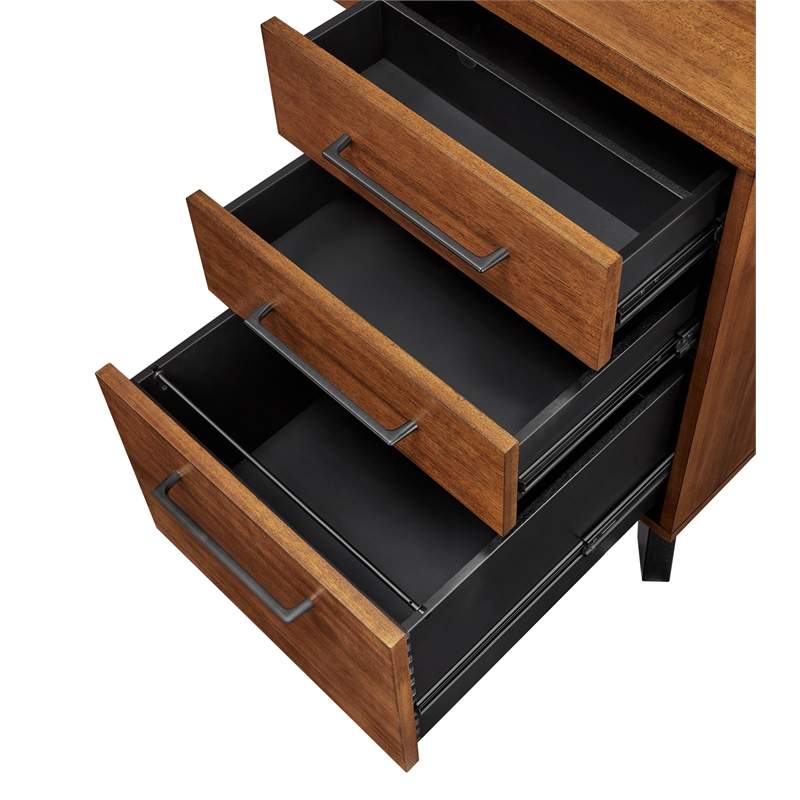 Pemberly Row Set of 3 Fully Assembled Office Desk & Filing Cabinet & Bookcase