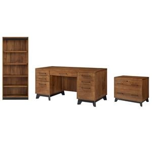 Pemberly Row Set of 3 Fully Assembled Office Desk & Filing Cabinet & Bookcase