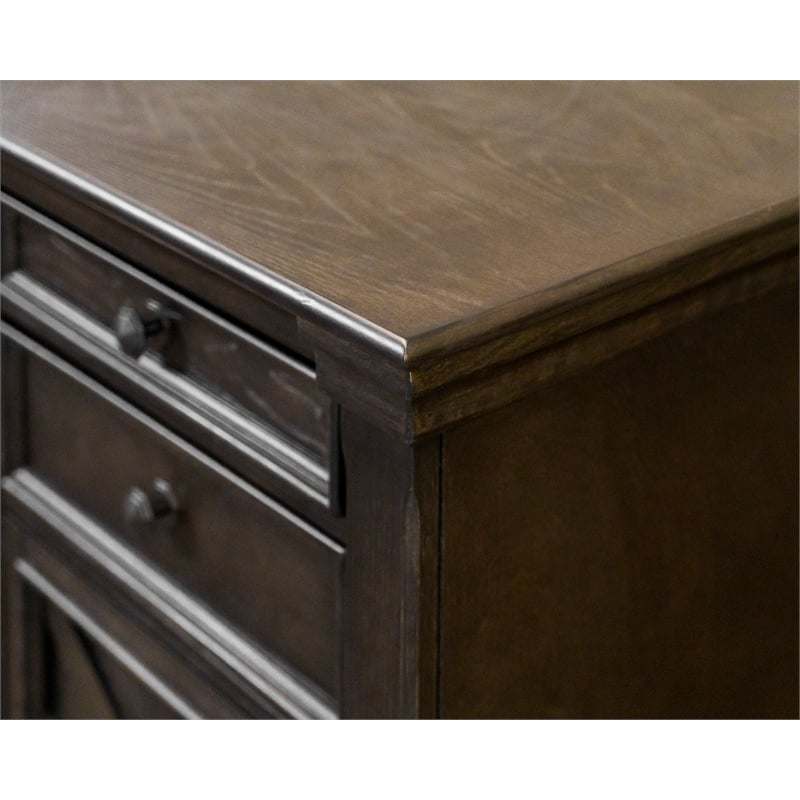 Pemberly Row Set of 3 Fully Assembled Executive Desk & Filing Cabinet & Bookcase