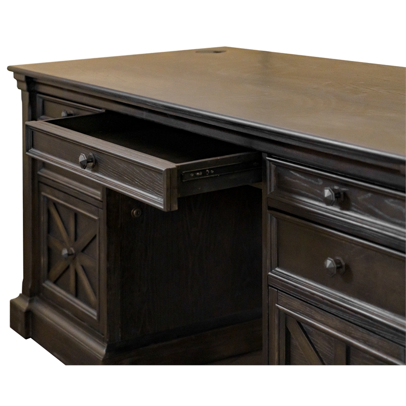 Pemberly Row Set of 3 Fully Assembled Executive Desk & Filing Cabinet & Bookcase
