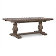 Pemberly Row Set of 7 Pine Wood Extension Dining Table & Chairs in Brown