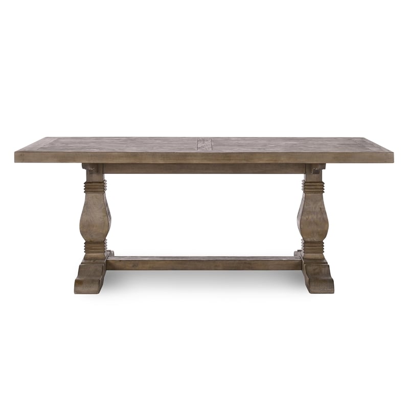 Pemberly Row Set of 7 Pine Dining Table  & Solid Wood Chairs in Brown