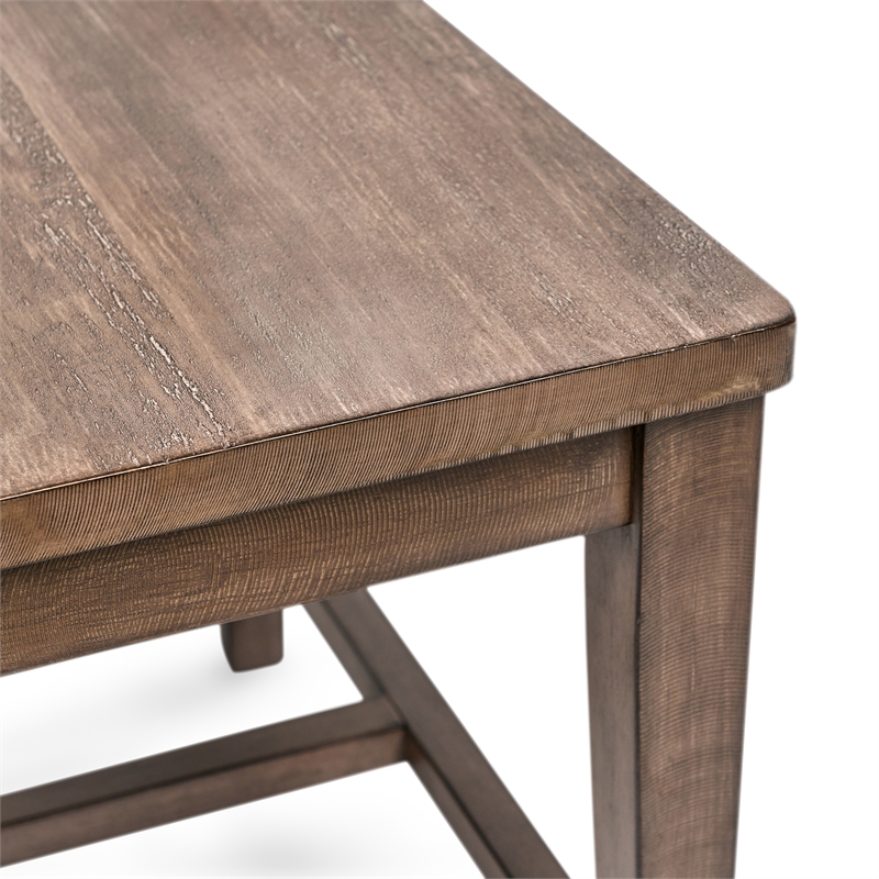 Pemberly Row Set of 5 Round Pine Dining Table and Chairs in Weathered Brown