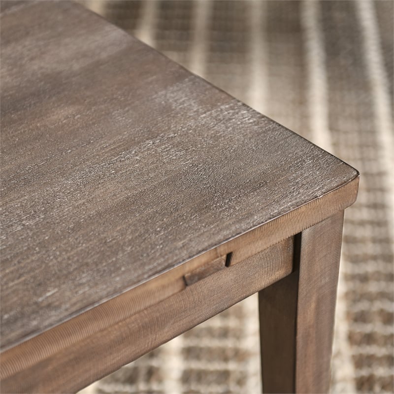 Pemberly Row Set of 5 Round Pine Dining Table and Chairs in Weathered Brown