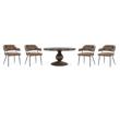 Pemberly Row Set of 5 Top Grain Leather Dining Chairs & 60