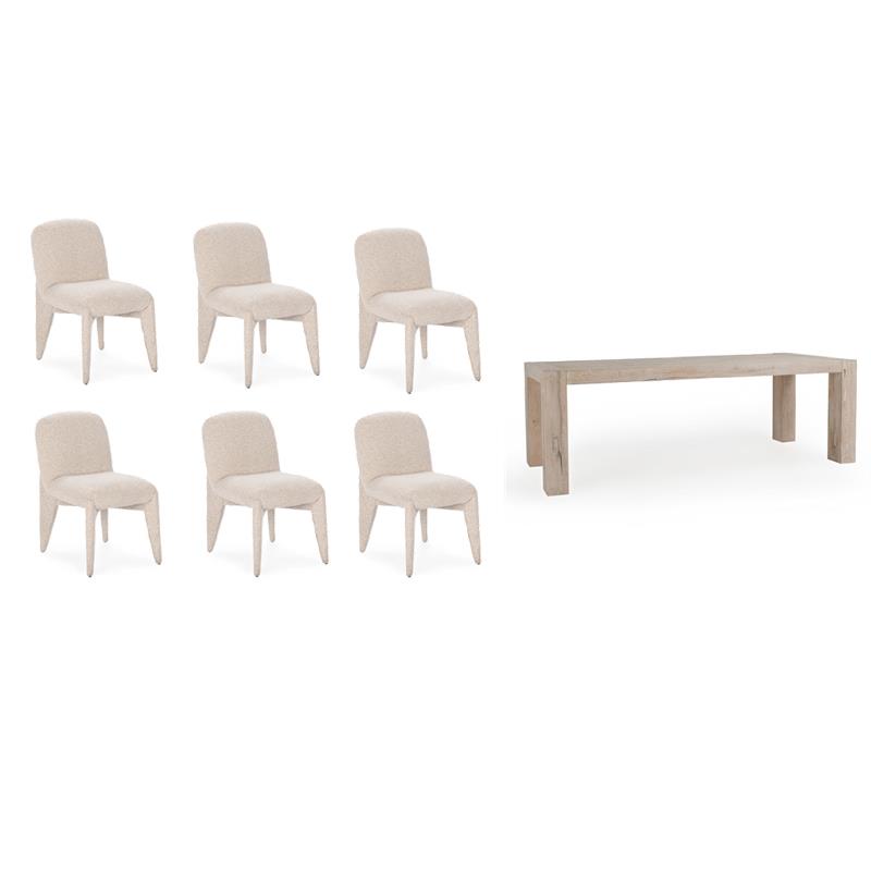 Pemberly Row Set of 7 Fabric Dining Chairs & 89
