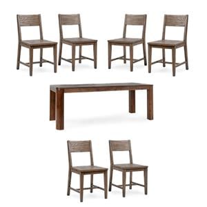 Pemberly Row Set of 7 Solid Wood Dining Chairs 84&quot Rectangular Table